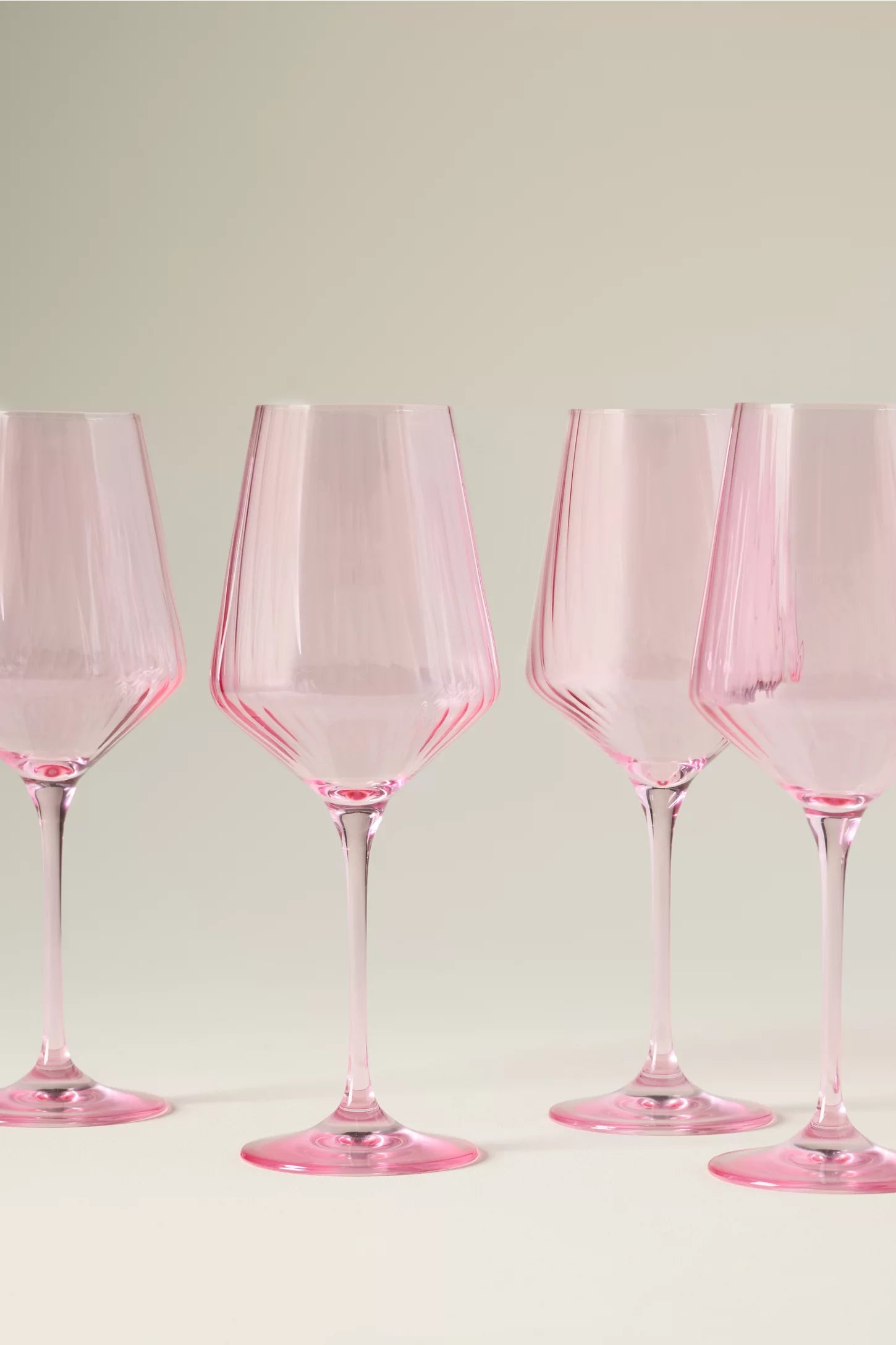 Pastel Pink Fluted Wine Glass Set of 4