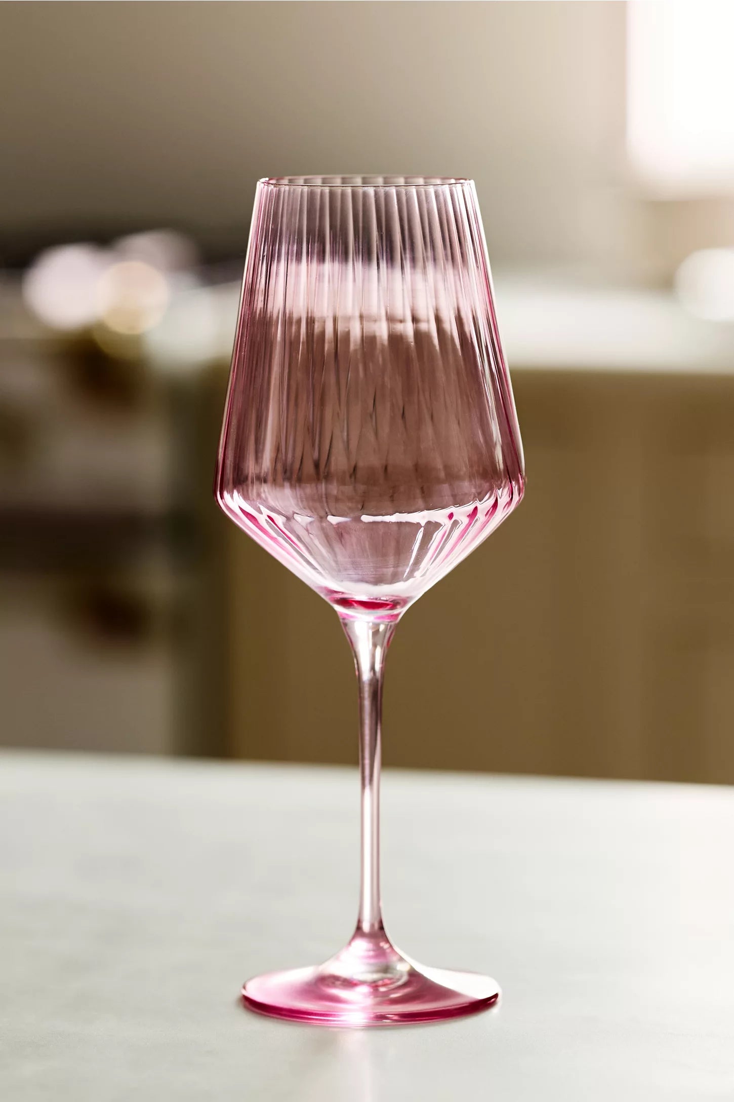 Pastel Pink Fluted Wine Glass Set of 4