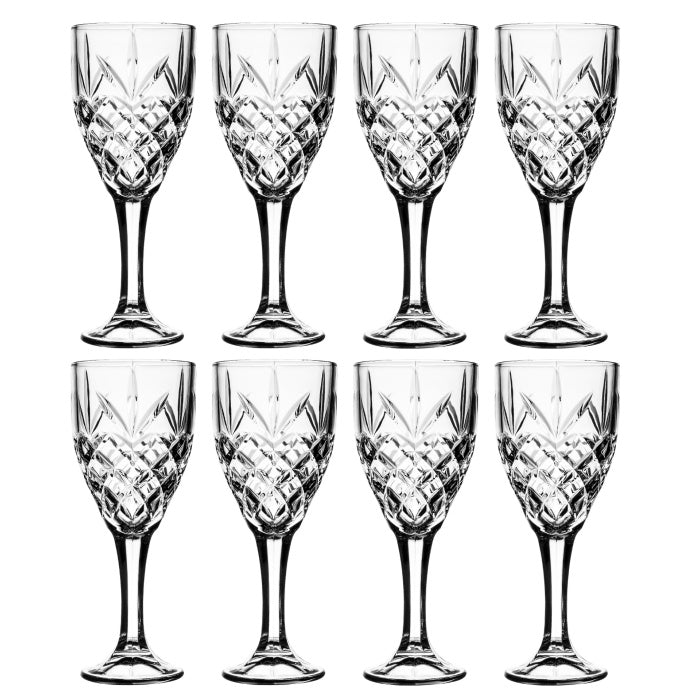 Vintage Cut‑Pattern Highball Goblet Glass Set of 8